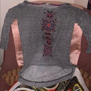 Knitted light weight embroidered sweater